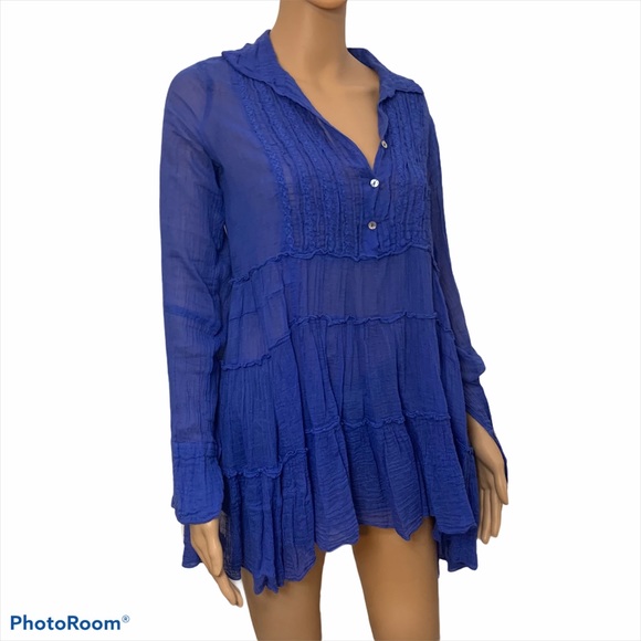 Free People Tops - FP ONE blue long sleeve blouse size S